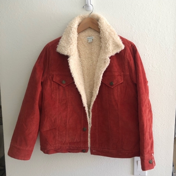 🌻Sundance Beautiful Orange and White Jean Jacket with Vintage-Inspired Corduroy - Picture 3 of 7